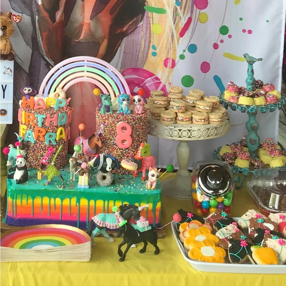 Horse Birthday Cake Pink Aqua Western Cowgirl Clydesdale Mare Cake Topper Toy